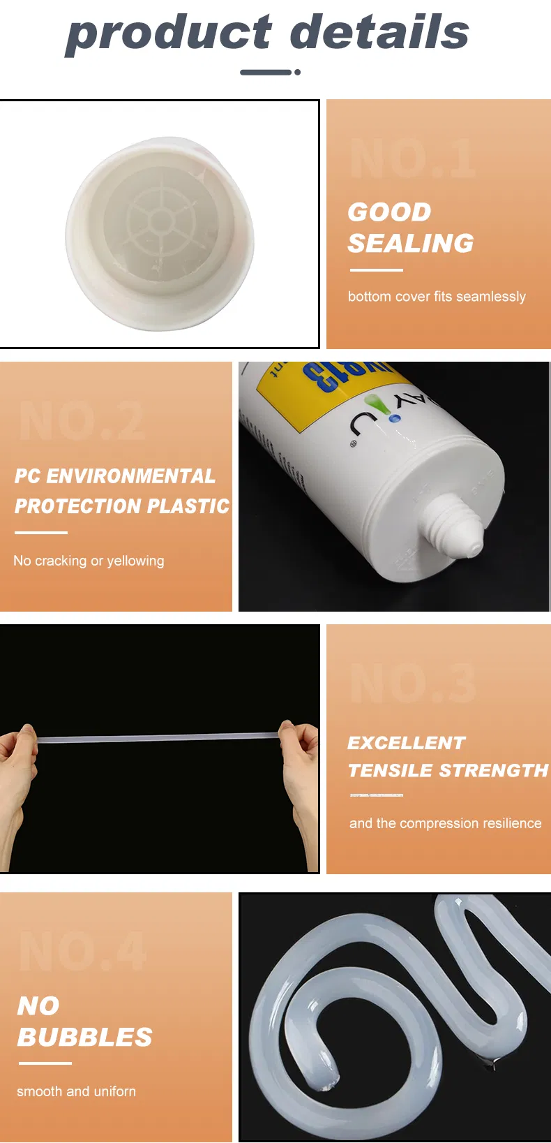 Room Temperature Cure Silicone Sealant for Door Window Frame Gap Filling Decoration