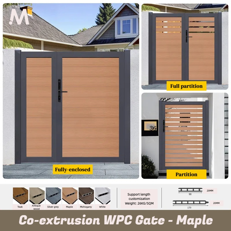 Household Entry Door Waterproof Fade Resistant Fence Gate Low Maintenance WPC Panel