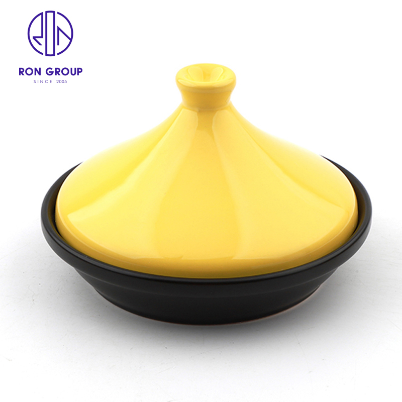 Simple Design Fashionable Yellow Orange Red Clay Ceramic Tagine Pot