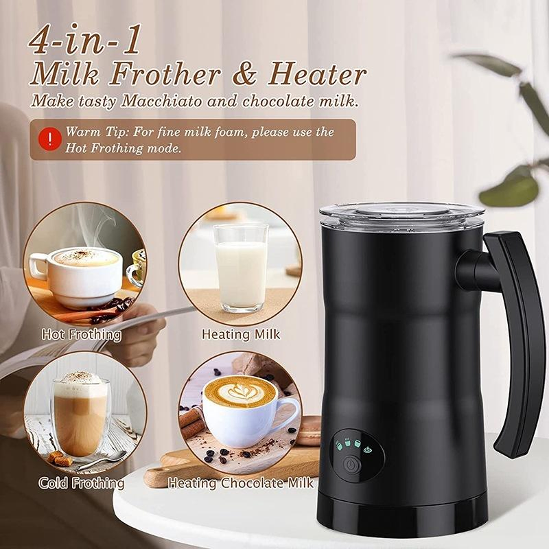 Quick 90s Heating Milk Frother - One-Button Control for Home & Office Use
