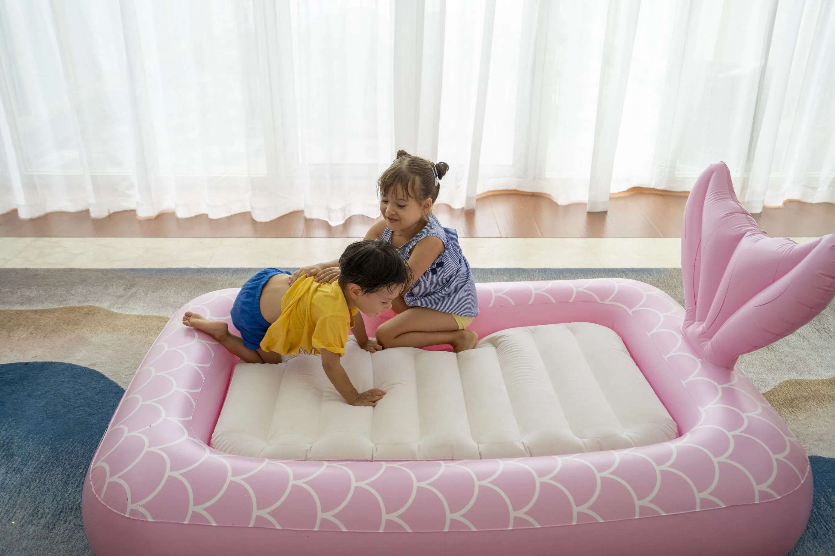 Mermaid Inflatable Air Mattress - Toddler Travel Bed and Pool Lounger Float