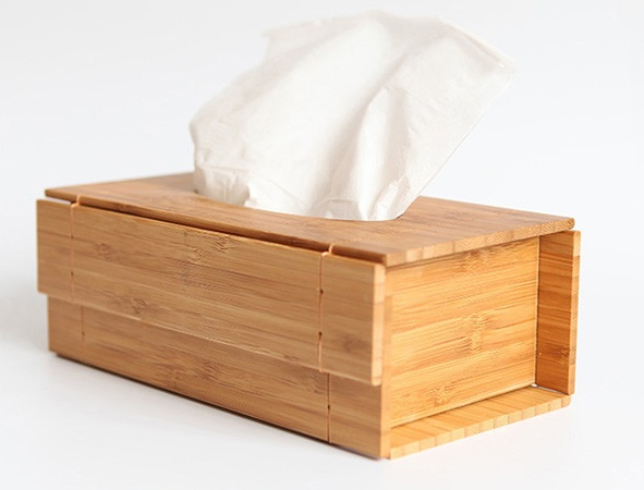 Wholesale Tissue Holder Bamboo Rectangular Napkin Tissue Box Foldable
