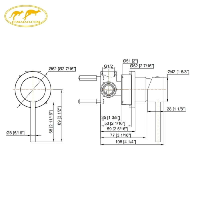 Solid Brass Body Wall-Mounted Leak-Proof Design Anti-Tarnish Coating Shower Mixer