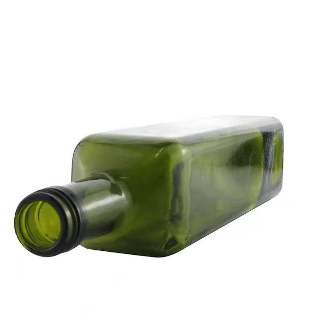 Food Grade 250ml 500ml 750ml 1000ml Empty Square Antique Green Marasca Glass Bottle Olive Oil Bottle