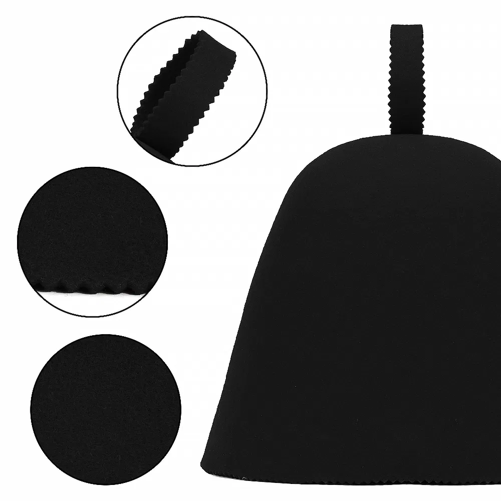 100% Local Wool Sauna Hat with Embroidered Sauna Heads Leisurely Shower Cap for Sauna Use