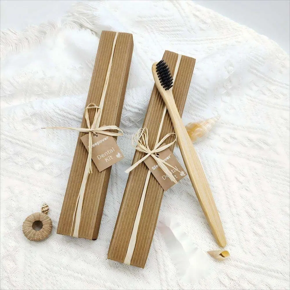 Wholesale Hotel Bamboo Toothbrush 100% Natural Biodegradable Eco-Friendly Corrugated Paper Box Packaging