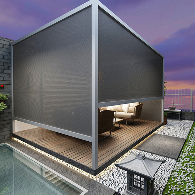 Outdoor Blackout Motorized Zip Roller Blinds