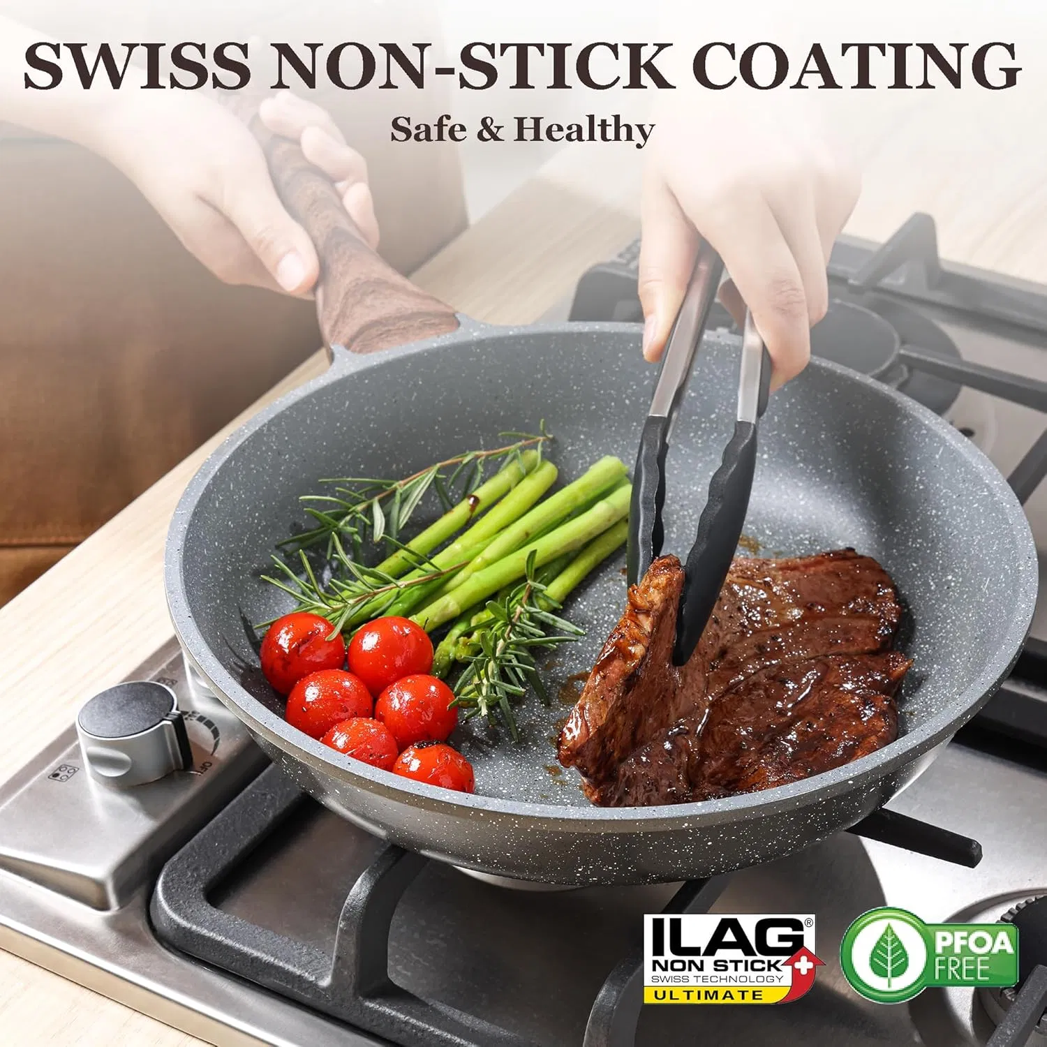 Omelet Pan Nonstick Frying Pan Skillet with Lid