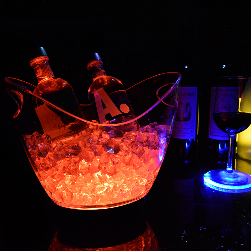 New Hot Sell Club Bar Wine Coller 4L Capacity RGB Color Change LED Ice Bucket Festival Lights for Party