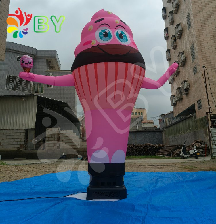Inflatable Ice Cream Model with Lighting Bubles for Advertisement Inflatable Ice Cream Cone Balloon with Free Air Blower