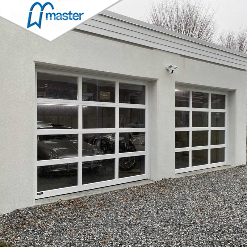 Factory Direct Price Black Plexiglass Residential Overhead Sectional Automatic Aluminum Tempered Glass Full View Clear Garage Door with Good Quality