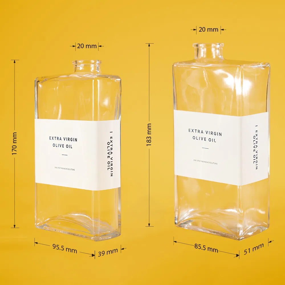 Clear Square Glass Syrup Dispenser Bottles 350ml 500ml Easy Pour Spout Plastic Cap Free Empty for Olive Oil Syrup
