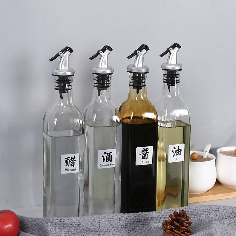 100ml 250ml 500ml 750ml 1000ml Square Green Clear Oil Dispenser Bottle Glass Olive Oil and Vinegar Dispenser