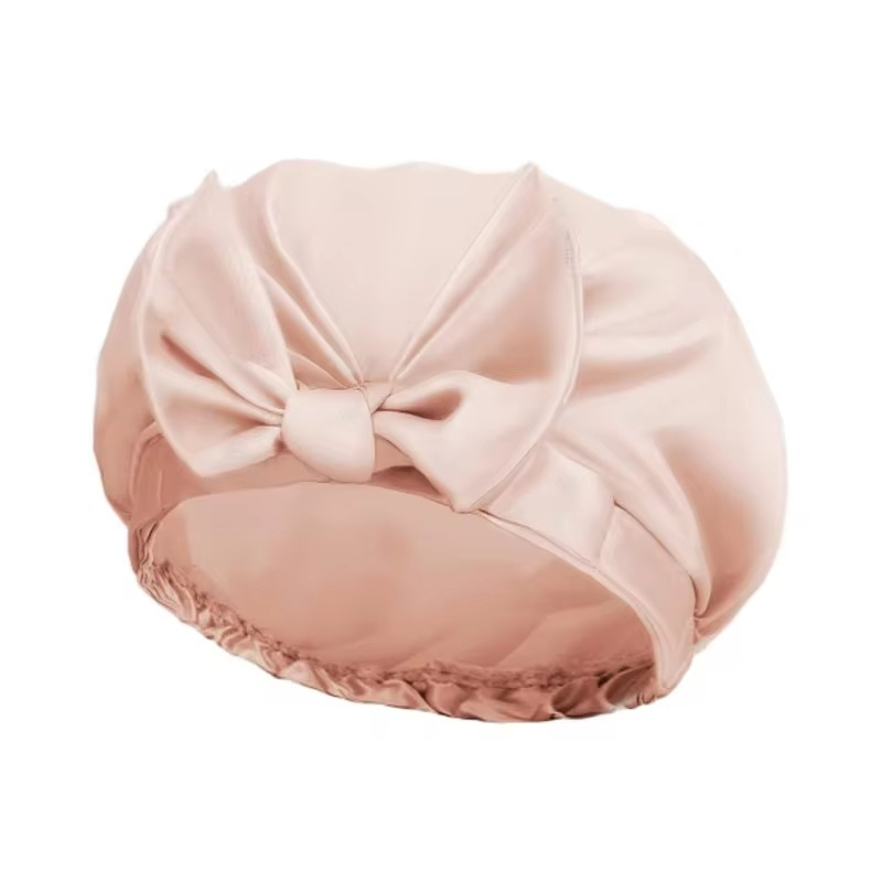 Promotional Great Quality Waterproof Double Layer Large Bowknot Shower Caps