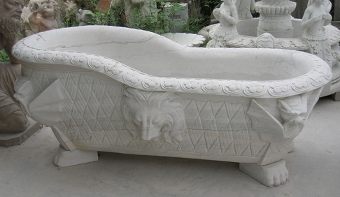 Elegant Design Marble Bath Tub Antique Marble Bathtub with Lion Heads (SYBT-016)
