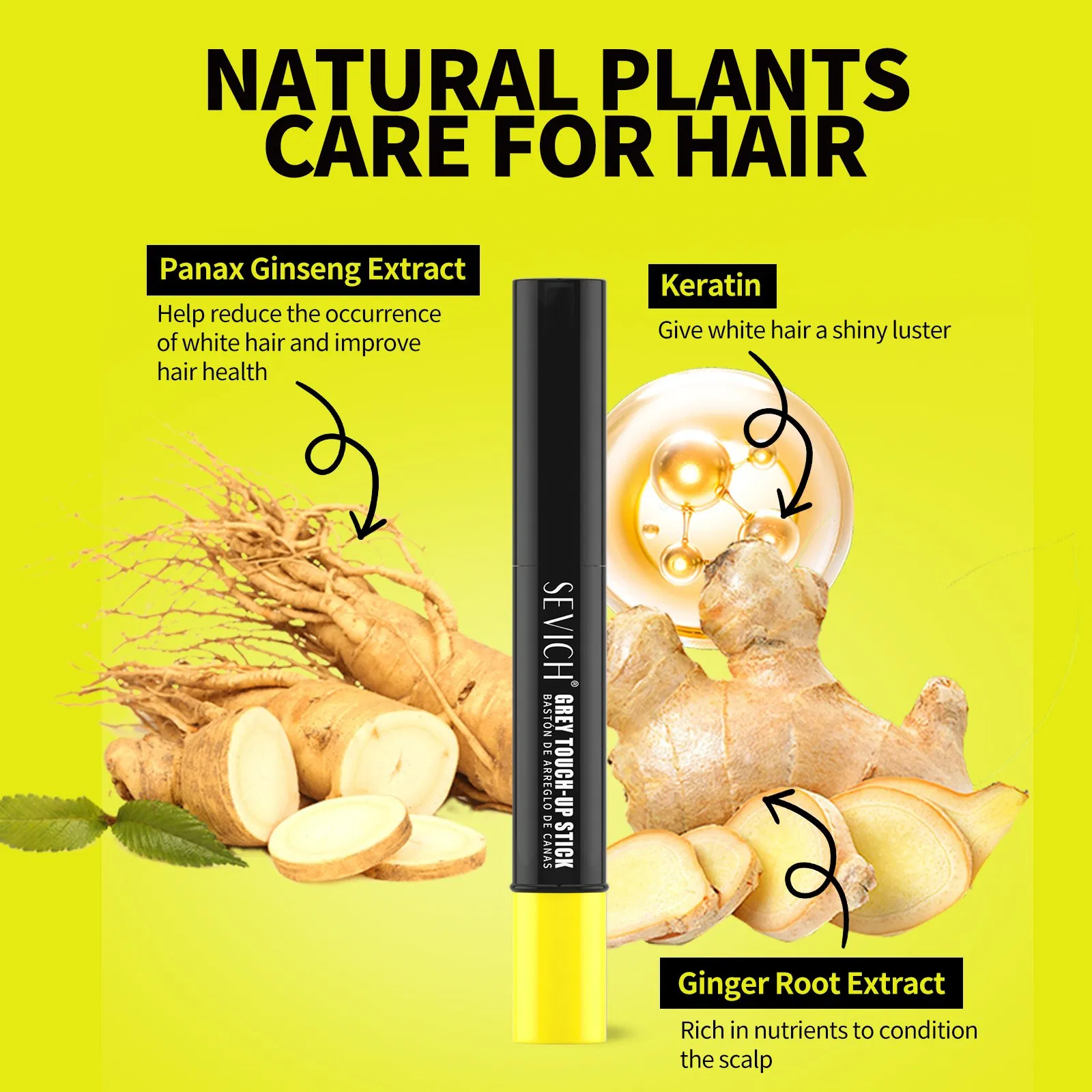 Custom Logo Waterproof Root Touch up Concealer Cover Grey Hair Pen Quick 3-Color Black Hair Dye Cream Stick