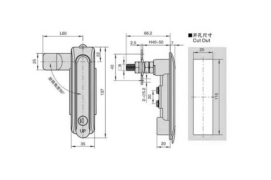 Haitan 104-3K Zinc Alloy Network Cabinet Door Panel Lock Bright Chrome Plated Zinc Alloy Lock