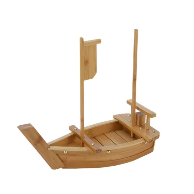 Factory Wholesale Sushi Decoration Tray Wood Sushi Boat for Restaurant