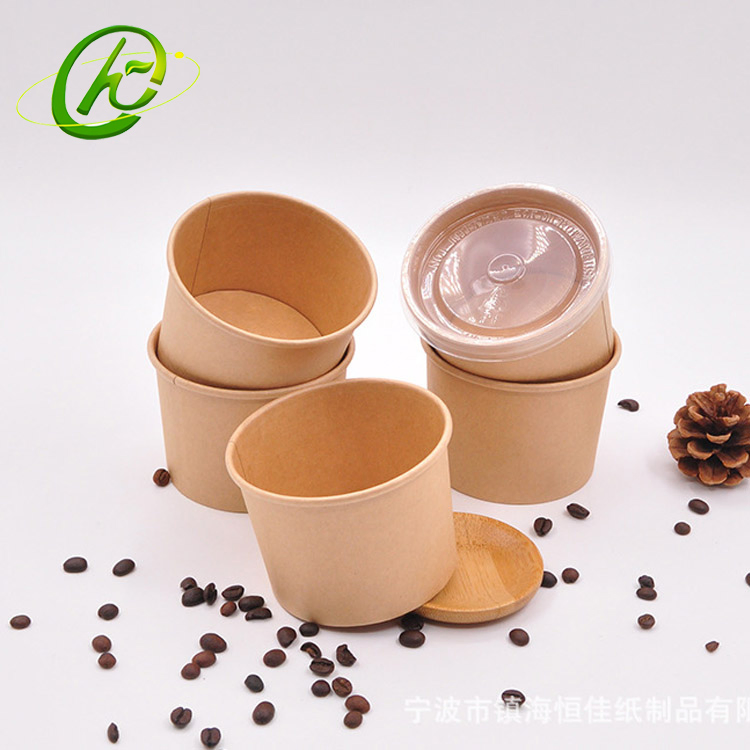 Paper Cup Ice Cream with Plastic Disposable 500ml 17oz Customized Wall Style Caliber Packing