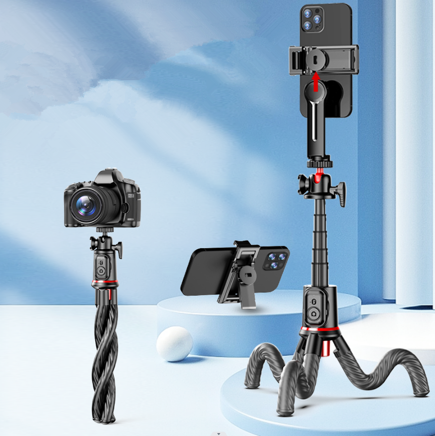 Selfie Flexible Phone Tripod with Wireless Remote Camera Adjustable iPhone Tripod Stand Holder for Video Recording Vlogging