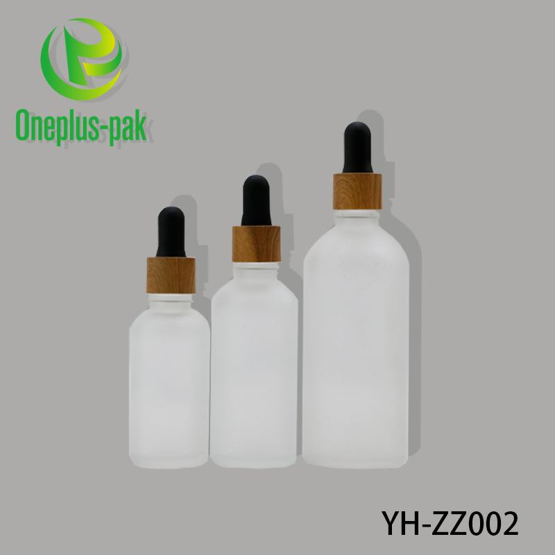 Natural Bamboo Lid Frosted Glass Dropper Bottle 15/30/60/80/100/120ml
