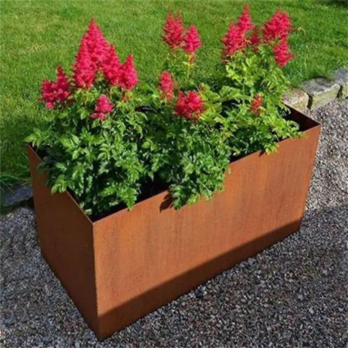 Квадратный цветочный горшок из кортеновской стали
