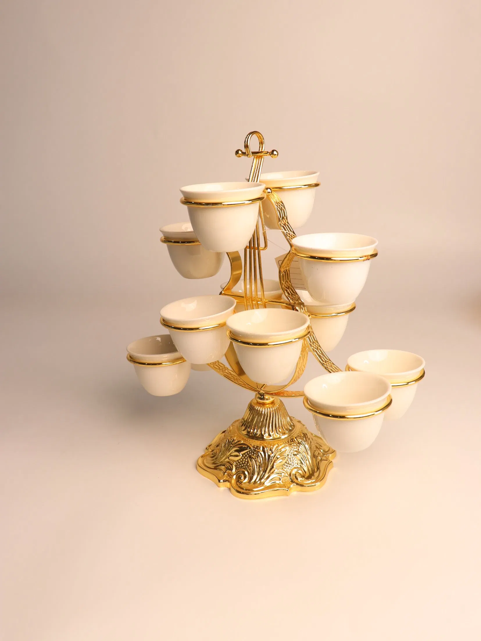 New High-End Gold-Plated Iron Strip with 12 Ceramic Cups