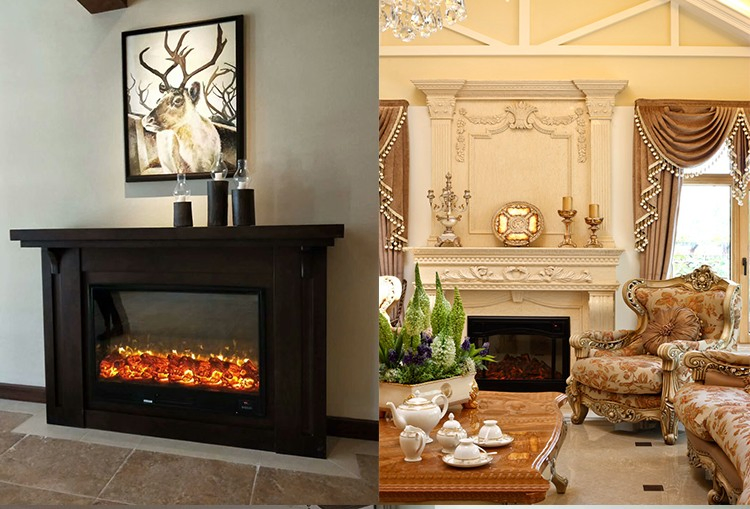 3D Tempered Glass Freestanding Decor Flame Electric Fireplace Electric Heater
