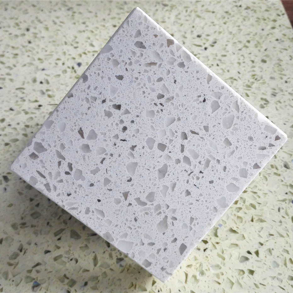 White Color with Larger Particles Quartz Stone Slab