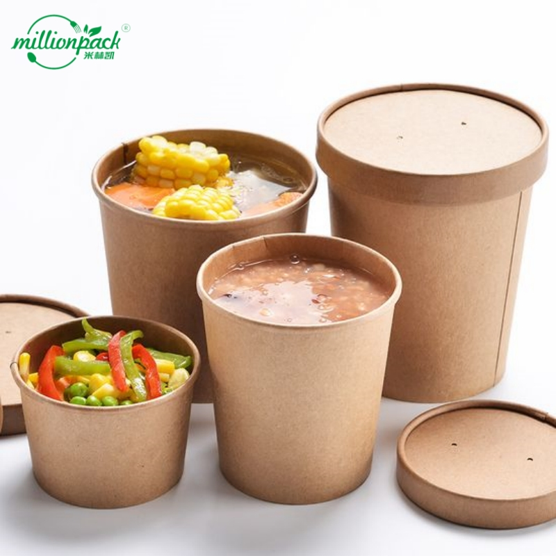 Custom Printed Paper Soup Cup with Logo Branding for Restaurant Takeout
