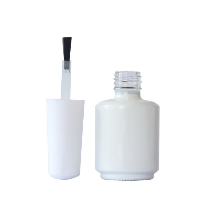 OEM Custom Private Label 15ml White Empty UV Gel Cosmetic Glass Bottle Nail Polish Glass Bottle with Cap and Brush
