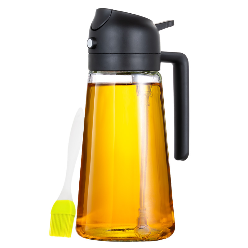 Kitchen Cooking Air Fryer Salad Oil Sprayer 16oz/470ml Glass Bottle 2 in 1 Olive Oil Dispenser with Brush
