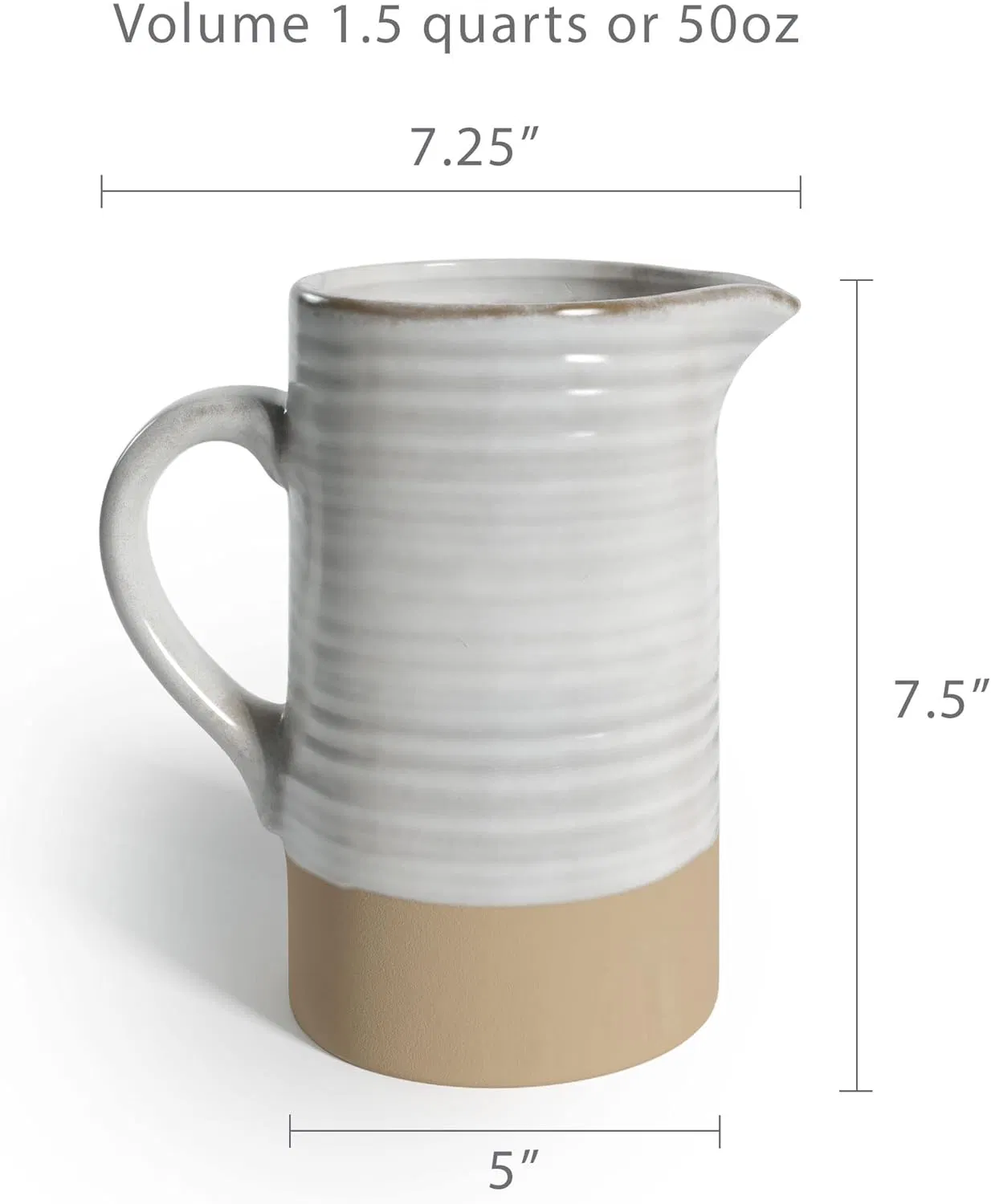 Rustic White Water Pitcher Ceramic Milk Jug