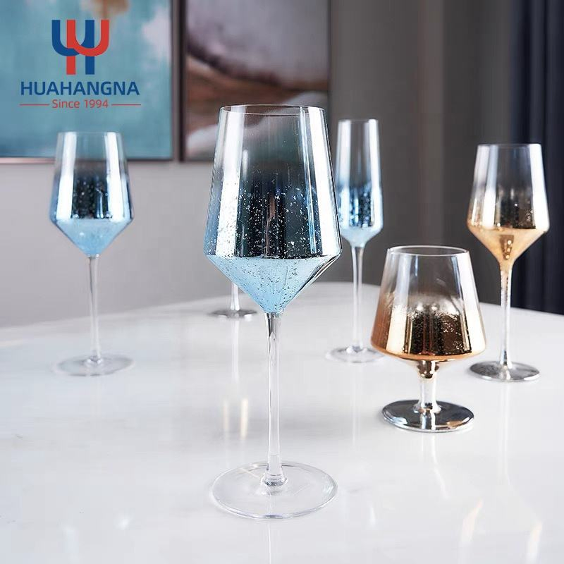 Party Colored Long Stem Wine Glasses Starry Sky Themed Glass Shiny Red Wine Glass for Wedding Festival