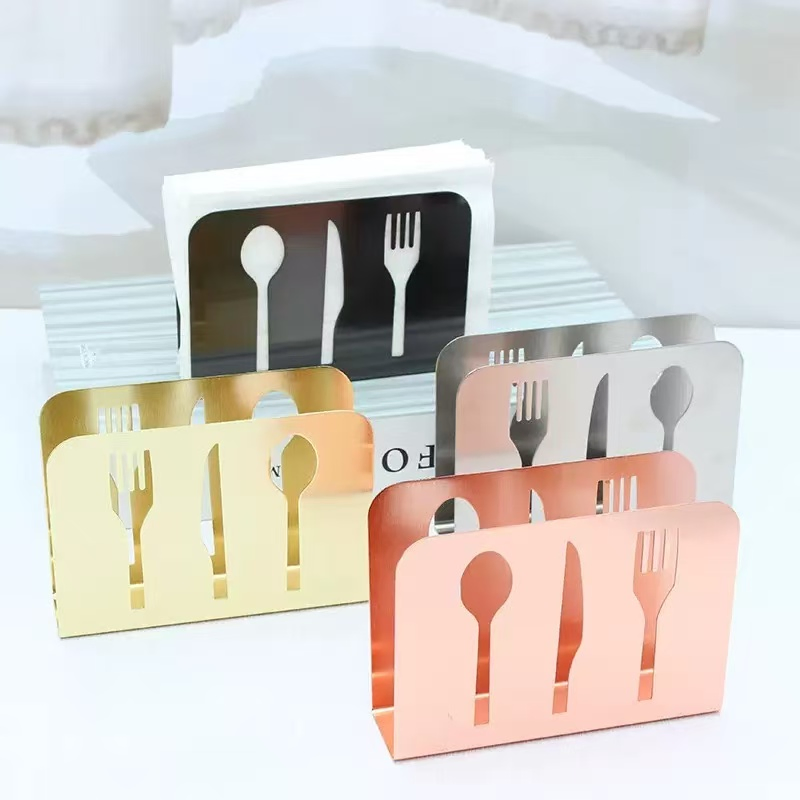 Commercial Square Shape Artistic Stainless Steel Restaurant Napkin Holder
