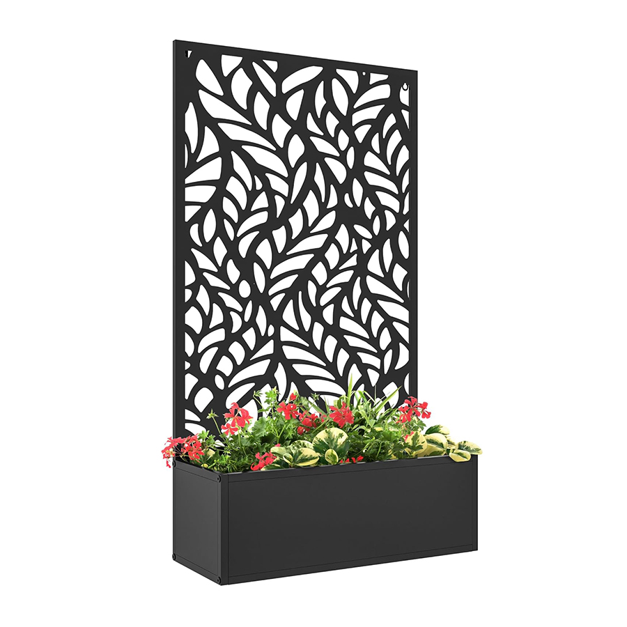 Yw Industrial Custom Service Manufacturer Garden Patio Heavy Metal Powder Coated Privacy Screen Planter Box with Trellis