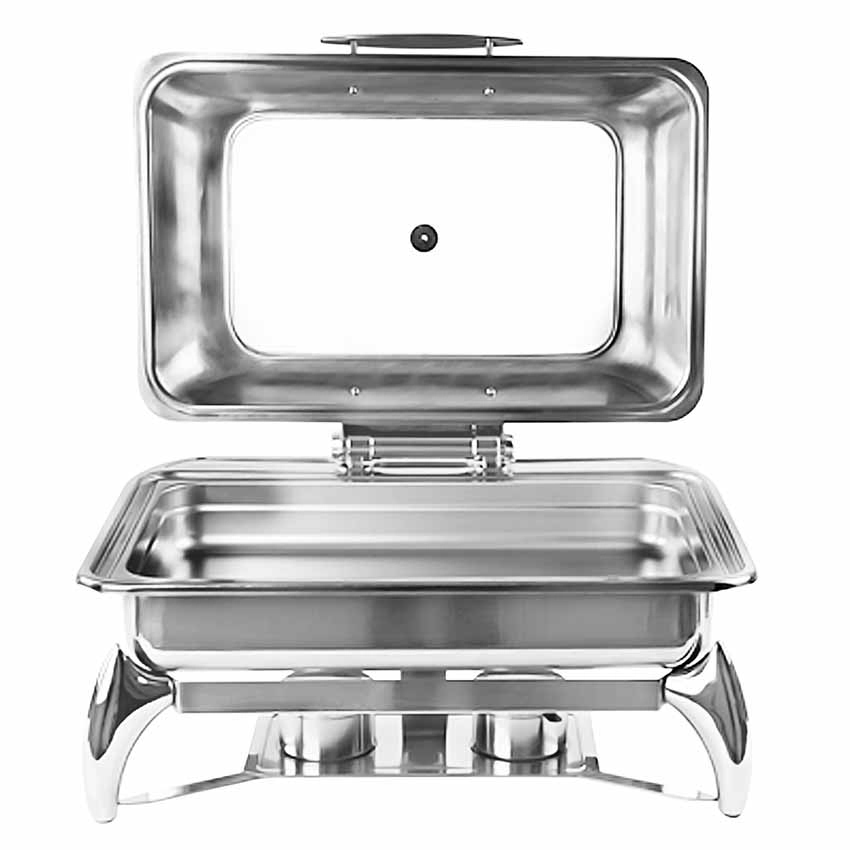 Hotel Restaurant Chafing Dish 304 Stainless Steel Buffet Stove Glass Cover Cdy11
