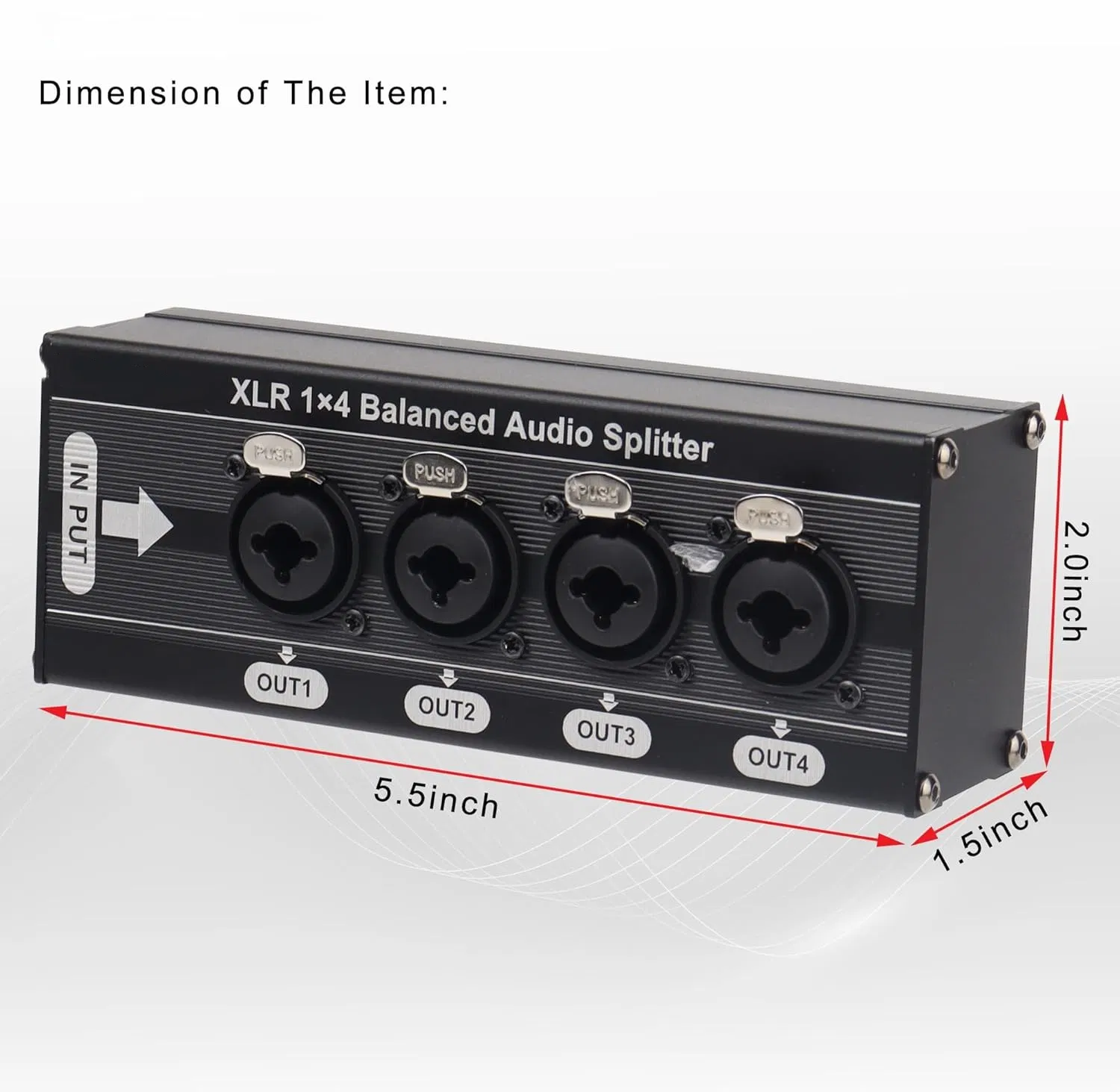 3pin XLR Ts/Trs Combo Connector 1-in 4-out Splitter Box Durable Aluminum Alloy Distribute Box with Combo Audio Jack