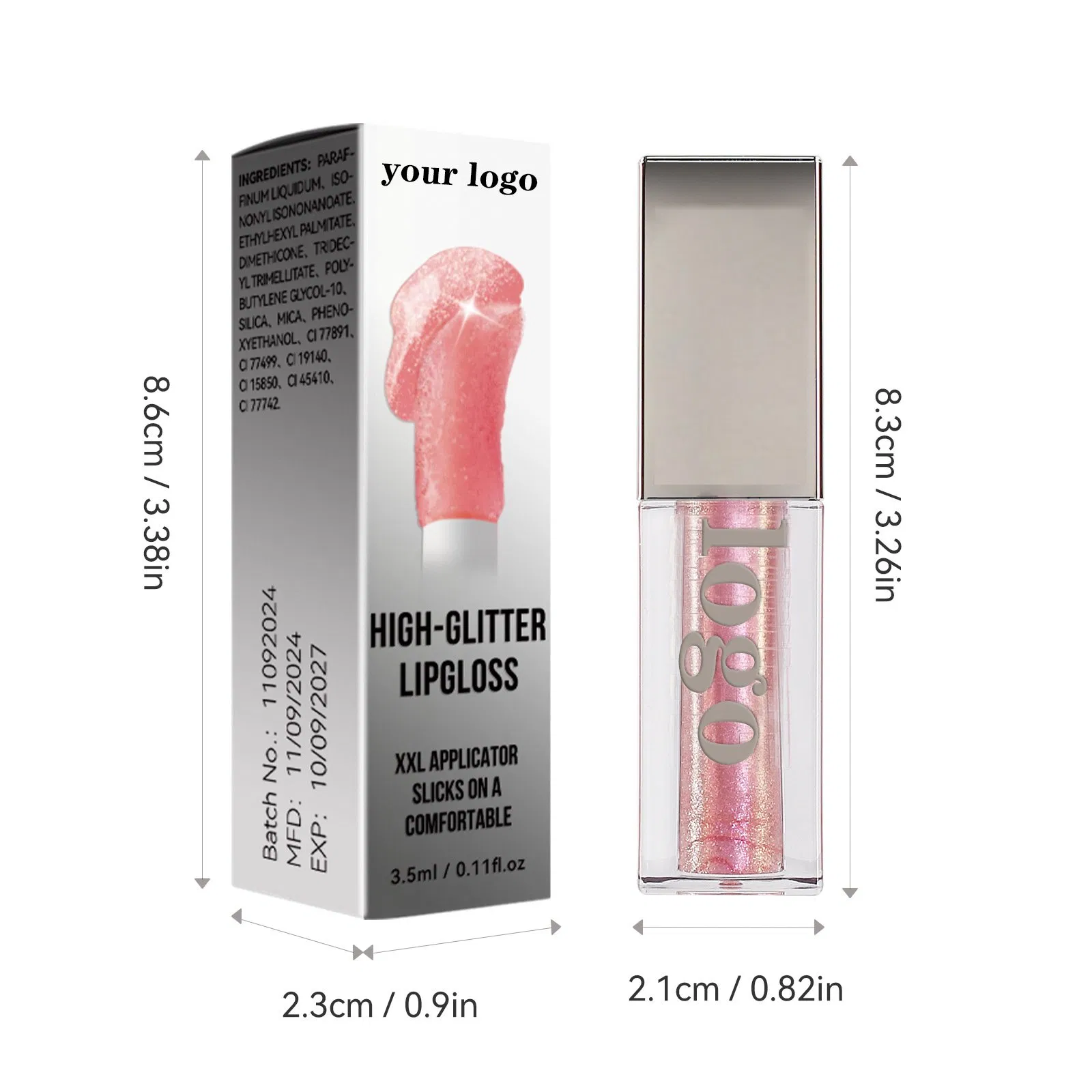 Wholesale Customization Factory High Glitter Comfortable Finish Applicator Ultra Shiny Wet Finish Lip Gloss