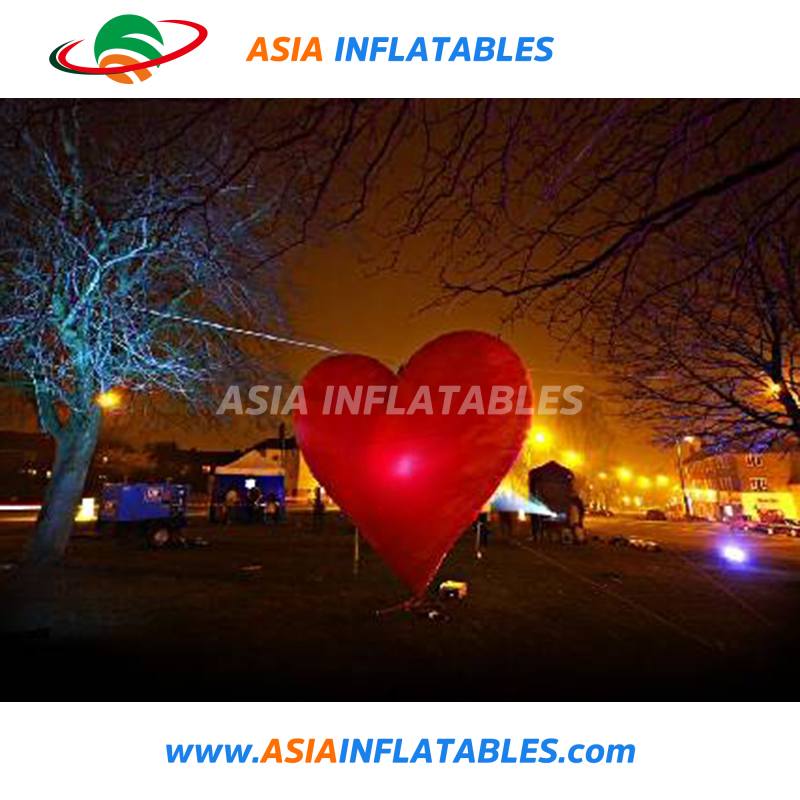 Advertising Giant Inflatable Valentine Decoration Lighting Heart