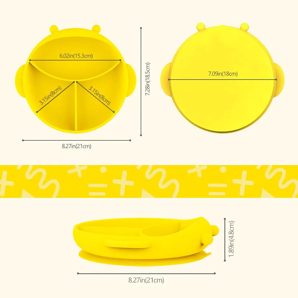 Suction Plates for Babies & Toddlers -Plates Stay Put with Suction Feature, Divided Design