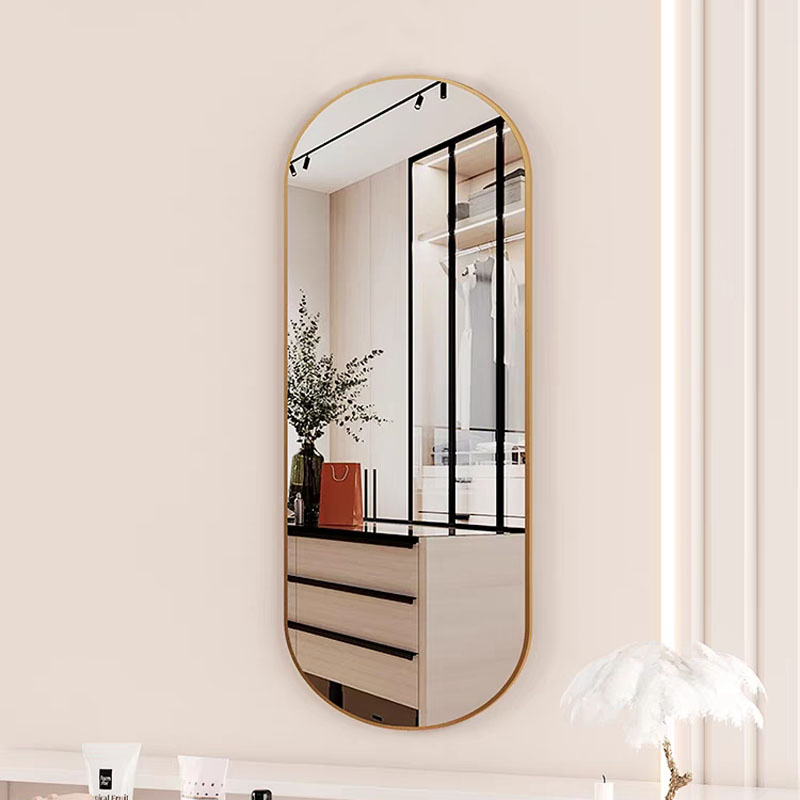 Custom Size and Shape Salon Hotel Metal Alloy Framed Full Length Free Standing Floor Dressing Mirror for Home Decor