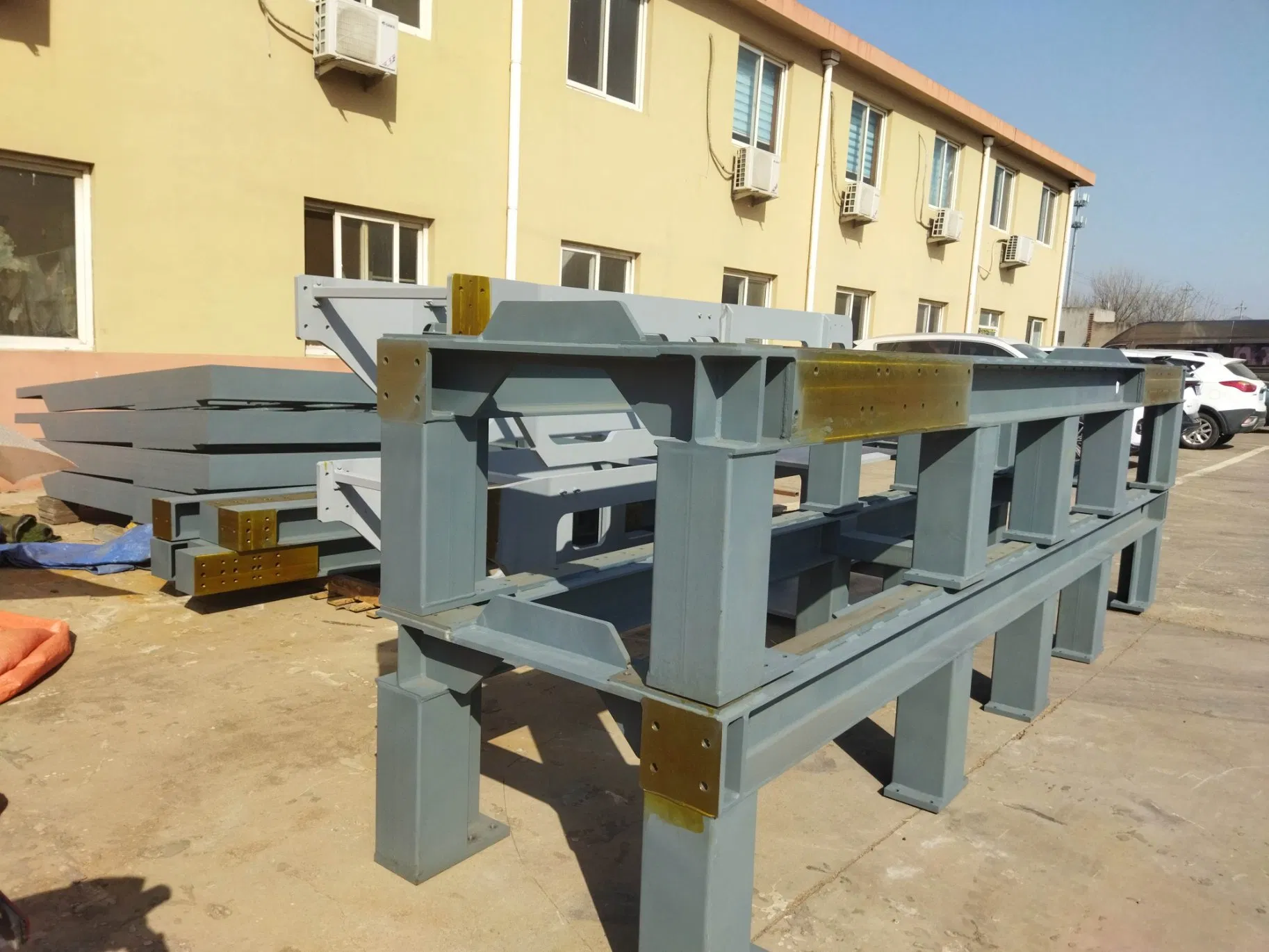 Construction of Steel Frame Structure Foundations, Columns, Beams and Floors