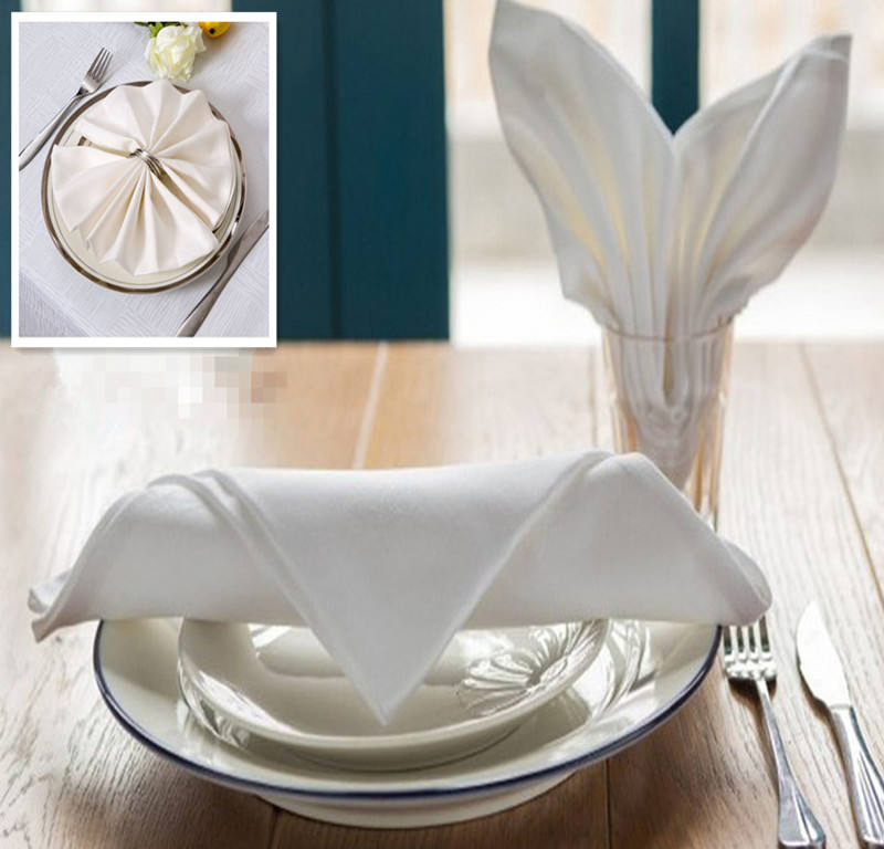 100% Cotton Soft White Napkin Plain Style Wedding Table Cloth for Restaurant Hotel Event Dinner