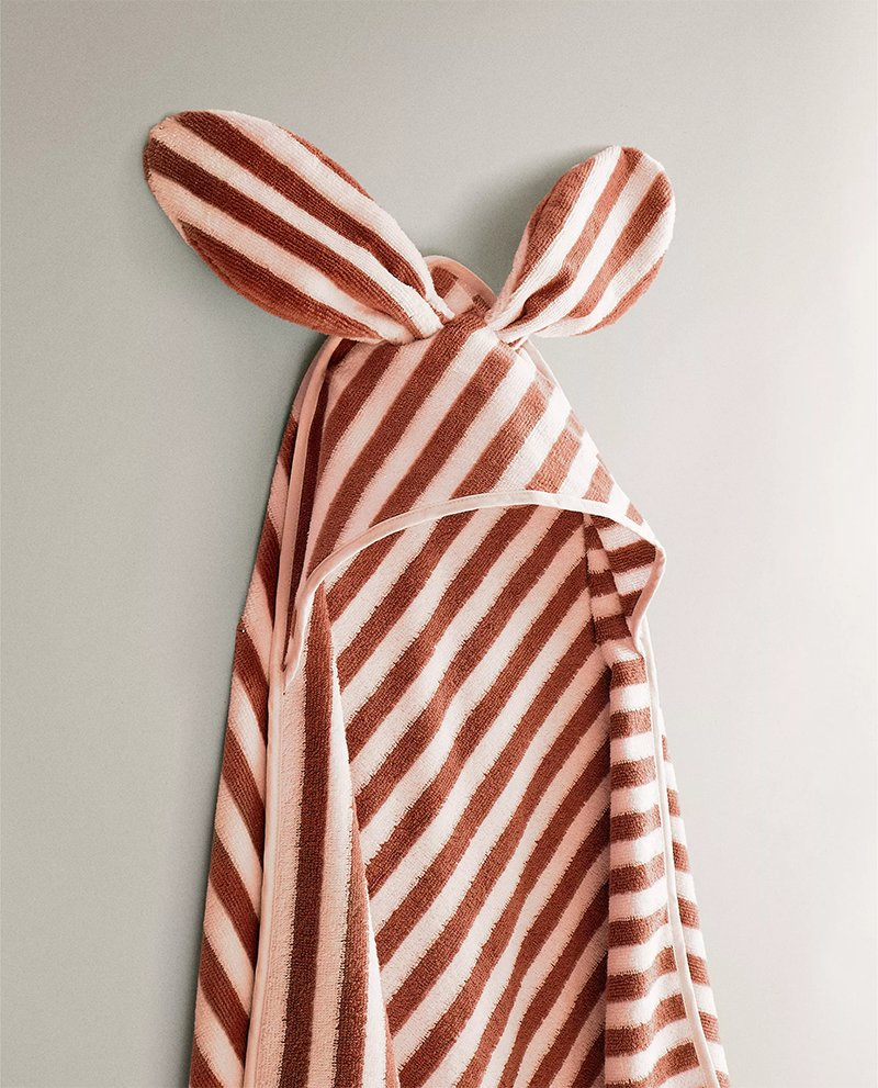 Cotton Quick-Dry Baby Yarn Dyed Hooded Bath Towel