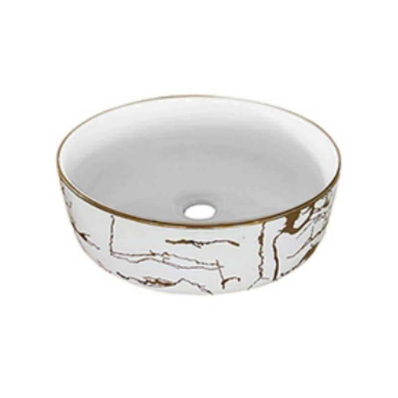 Hot Selling Luxury Bathroom Sink Rectangle Gold Ceramic Basin for Home Hotel