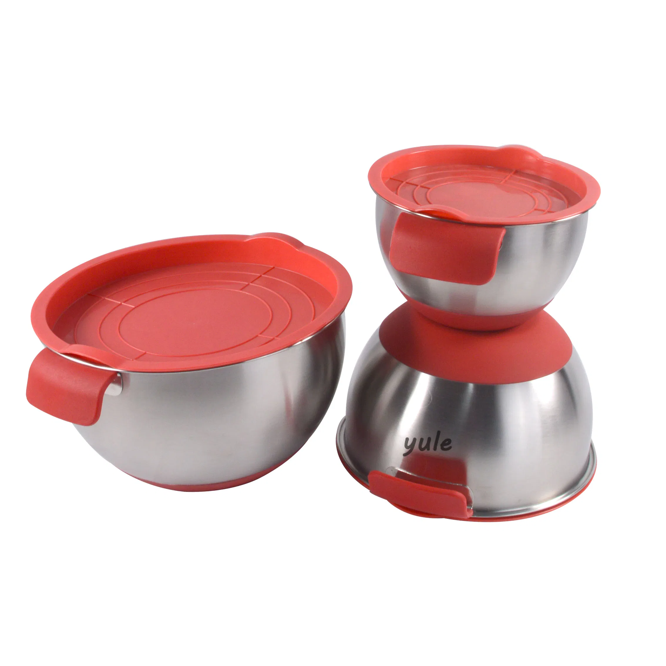 Chinese Manufacturer Kitchen Items Nesting Plastic Lids Non Slip Silicone Base 1.0L-1.5L-2.5L-3L-4L-5L Set of 6 Kitchen Bowl Set