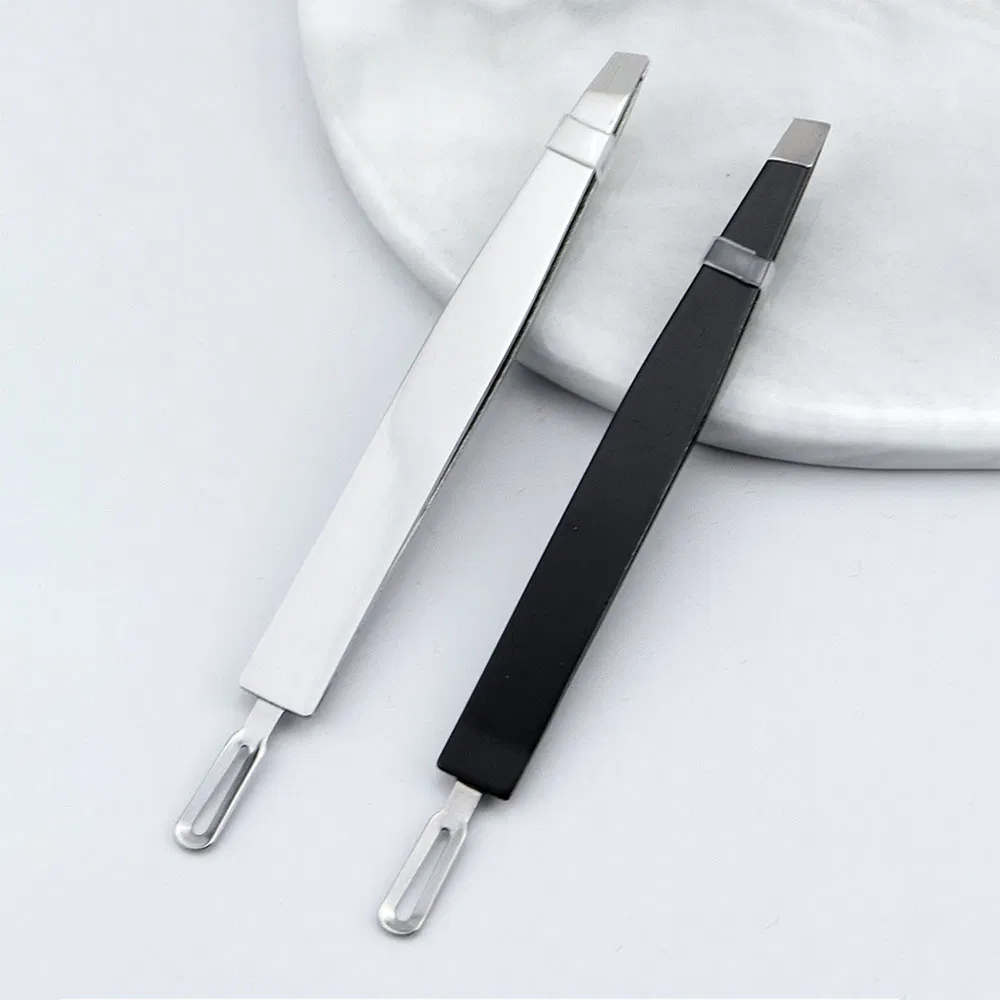 Slanted Stainless Steel Eyelash Tweezer Double Side Multifunction Squared Lashes Eyebrow Tweezers