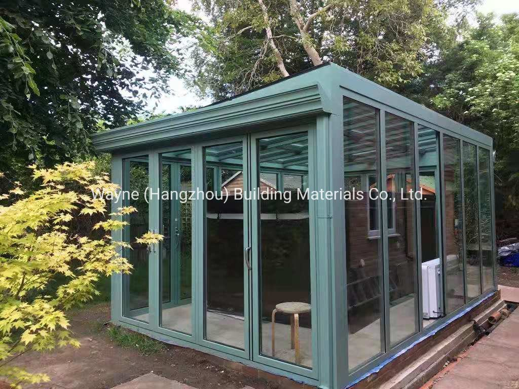 Prefab Green Aluminium Aluminum Glass Sunroom Solarium for SPA House Garden House with Customized Design and Color From 15 Years Professional China Factory