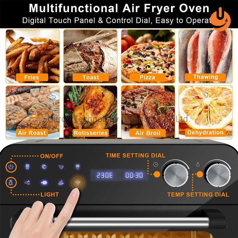 23L Large Digital LED Screen Convection Oven Air Fryer Oven with Rotisserie and Dehydrator